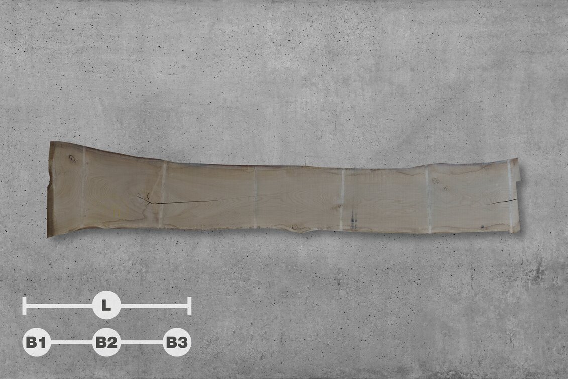 1430757 | 114 // L: 510 cm; B1: 100 cm; B2: 75 cm; B3: 86 cm; Stärke: 65 mm