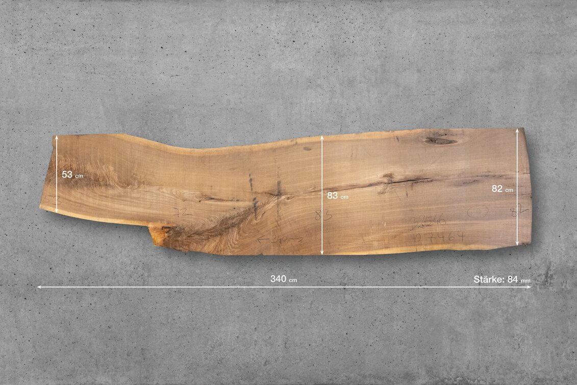 32546 // L: 340 cm; B1: 53 cm; B2: 83 cm; B3: 82 cm; Stärke: 84 mm